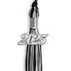 Black/Silver Mixed Color Graduation Tassel with Silver Bling Charm by Wholesale Grad Supply