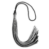 Black/Silver Mixed Color Graduation Tassel with Stacked Silver Date Drop by Wholesale Grad Supply
