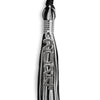 Black/Silver Mixed Color Graduation Tassel with Stacked Silver Date Drop by Wholesale Grad Supply