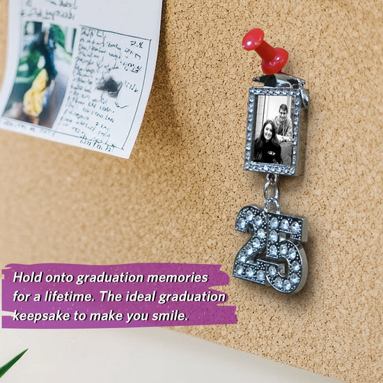 Black/Silver Tassel with Photo Frame Charm and Bling Charm by Wholesale Grad Supply