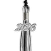Black/Silver/White Mixed Color Graduation Tassel with Silver Bling Charm by Wholesale Grad Supply