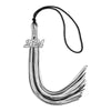 Black/Silver/White Mixed Color Graduation Tassel with Silver Bling Charm by Wholesale Grad Supply
