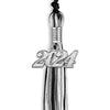 Black/Silver/White Mixed Color Graduation Tassel with Silver Bling Charm by Wholesale Grad Supply