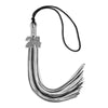 Black/Silver/White Mixed Color Graduation Tassel with Silver Bling Charm by Wholesale Grad Supply