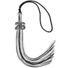 Black/Silver/White Mixed Color Graduation Tassel with Silver Bling Charm by Wholesale Grad Supply