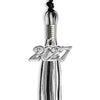 Black/Silver/White Mixed Color Graduation Tassel with Silver Bling Charm by Wholesale Grad Supply