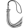Black/Silver/White Mixed Color Graduation Tassel with Silver Bling Charm by Wholesale Grad Supply