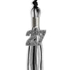 Black/Silver/White Mixed Color Graduation Tassel with Silver Bling Charm by Wholesale Grad Supply