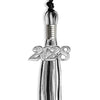 Black/Silver/White Mixed Color Graduation Tassel with Silver Bling Charm by Wholesale Grad Supply