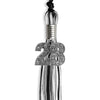 Black/Silver/White Mixed Color Graduation Tassel with Silver Bling Charm by Wholesale Grad Supply