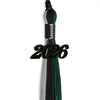 Black/Teal/Grey Graduation Tassel with Black Bling Charm by Wholesale Grad Supply