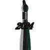 Black/Teal/Grey Graduation Tassel with Black Bling Charm by Wholesale Grad Supply