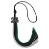 Black/Teal/Grey Graduation Tassel with Black Bling Charm by Wholesale Grad Supply
