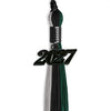 Black/Teal/Grey Graduation Tassel with Black Bling Charm by Wholesale Grad Supply