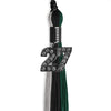Black/Teal/Grey Graduation Tassel with Black Bling Charm by Wholesale Grad Supply