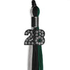 Black/Teal/Grey Graduation Tassel with Black Bling Charm by Wholesale Grad Supply