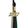 Black/Teal/Grey Graduation Tassel with Gold Bling Charm by Wholesale Grad Supply