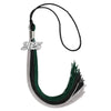 Black/Teal/Grey Graduation Tassel with Silver Bling Charm by Wholesale Grad Supply