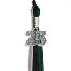Black/Teal/Grey Graduation Tassel with Silver Bling Charm by Wholesale Grad Supply