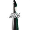 Black/Teal/Grey Graduation Tassel with Silver Bling Charm by Wholesale Grad Supply