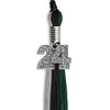 Black/Teal/Grey Graduation Tassel with Silver Bling Charm by Wholesale Grad Supply