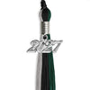Black/Teal/Grey Graduation Tassel with Silver Bling Charm by Wholesale Grad Supply