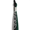 Black/Teal/Grey Graduation Tassel with Silver Stacked Date Drop by Wholesale Grad Supply