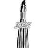Black/White Mixed Color Graduation Tassel with Silver Bling Charm by Wholesale Grad Supply