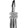 Black/White Mixed Color Graduation Tassel with Silver Bling Charm by Wholesale Grad Supply