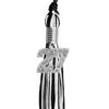 Black/White Mixed Color Graduation Tassel with Silver Bling Charm by Wholesale Grad Supply