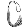Black/White Mixed Color Graduation Tassel with Stacked Silver Date Drop by Wholesale Grad Supply