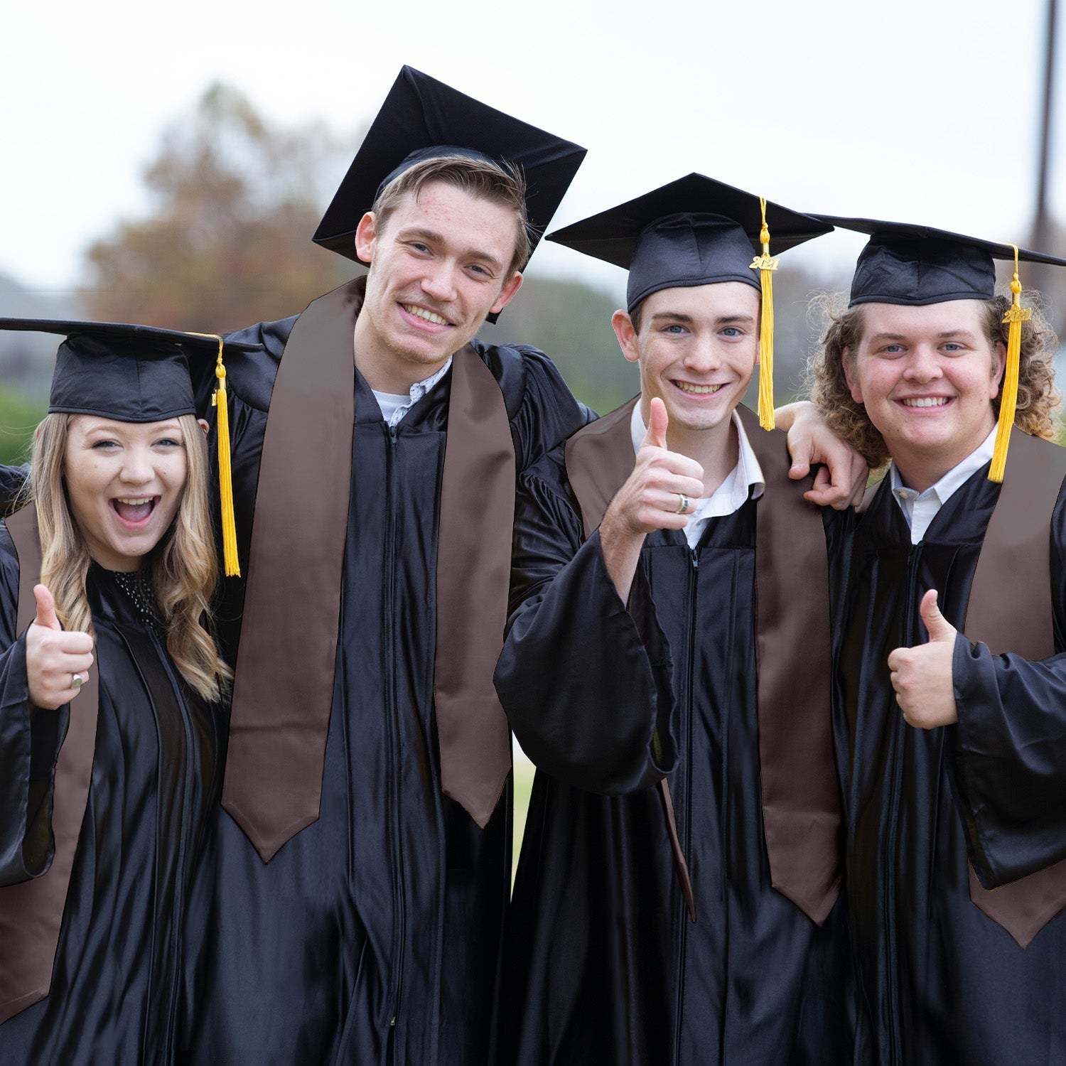 Brown Graduation Stole by Wholesale Grad Supply