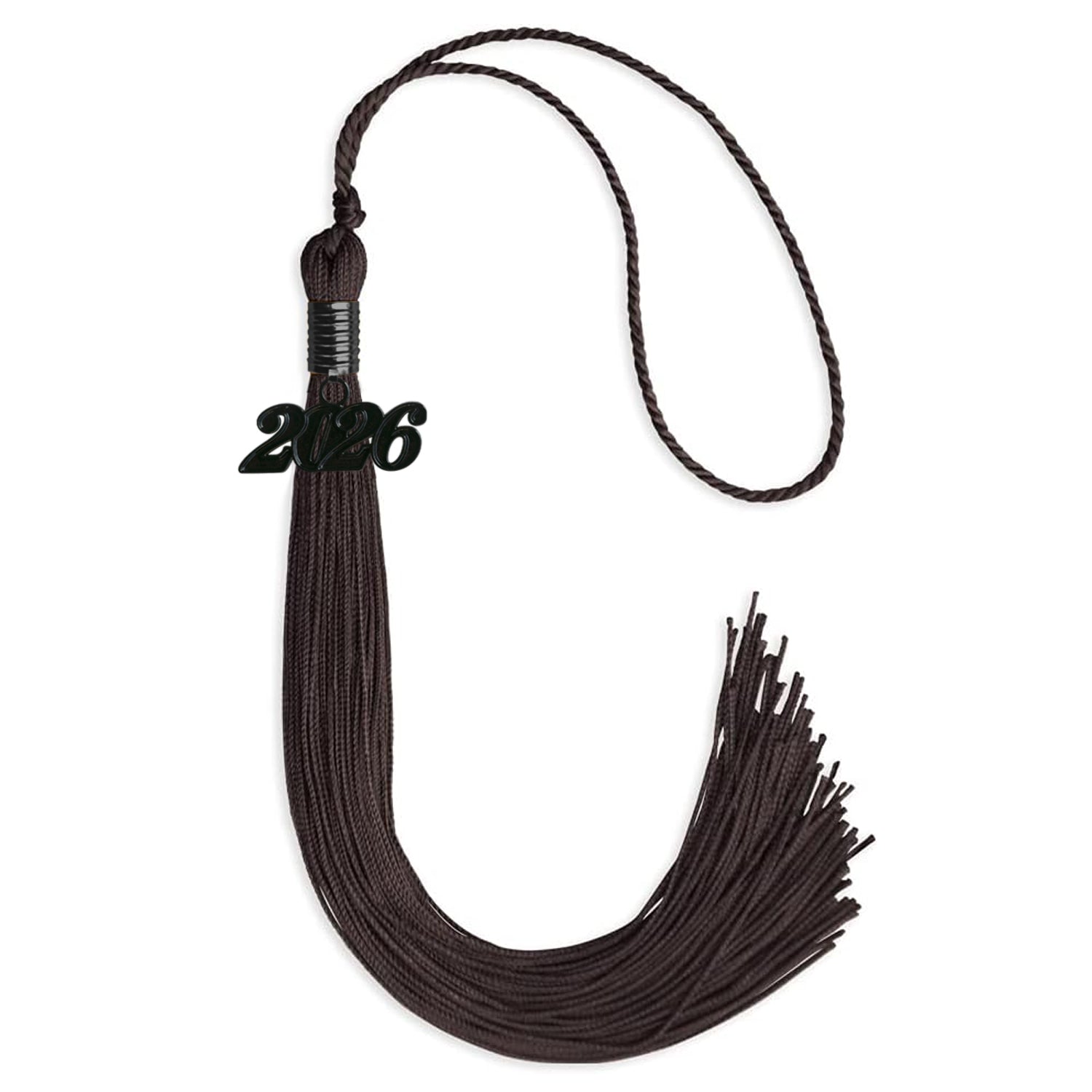 Brown Graduation Tassel with Black Bling Charm by Wholesale Grad Supply