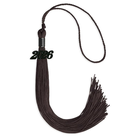 Brown Graduation Tassel with Black Bling Charm by Wholesale Grad Supply