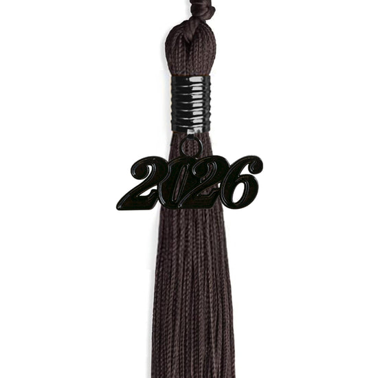 Brown Graduation Tassel with Black Bling Charm by Wholesale Grad Supply