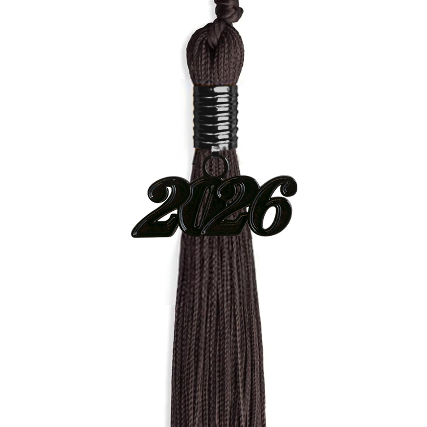 Brown Graduation Tassel with Black Bling Charm by Wholesale Grad Supply
