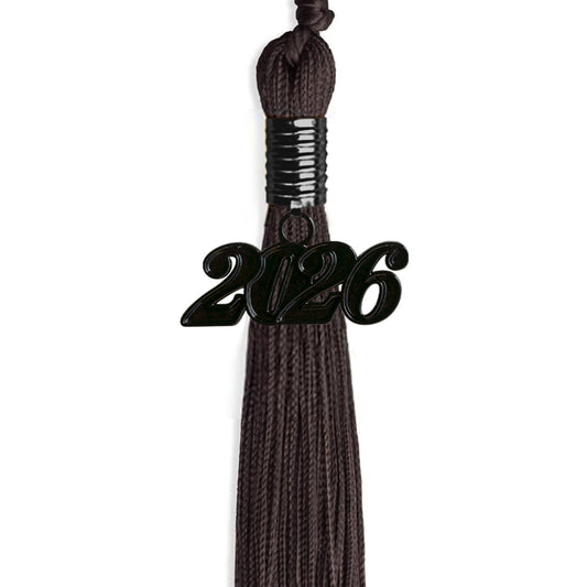 Brown Graduation Tassel with Black Bling Charm by Wholesale Grad Supply