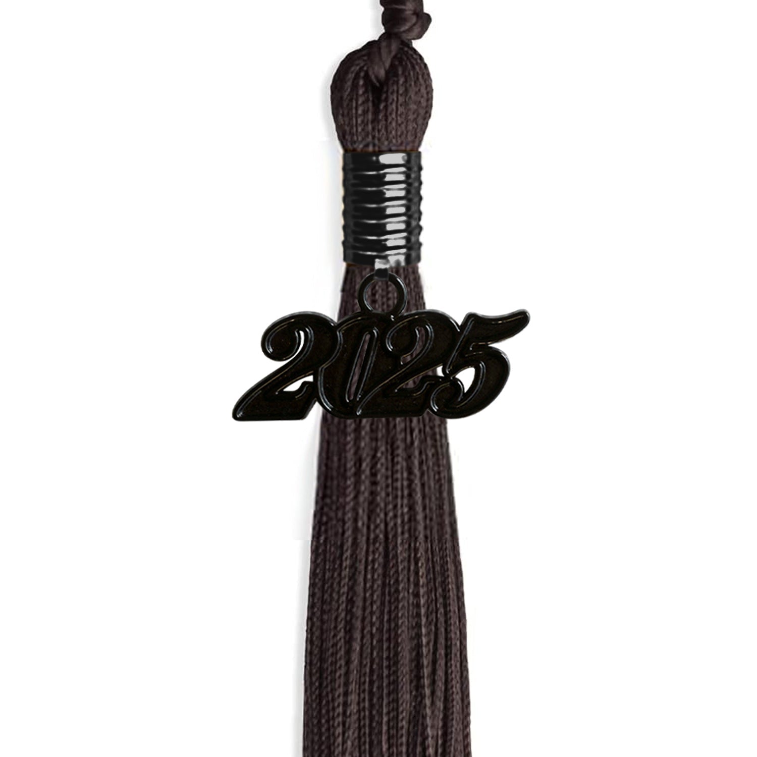 Brown Graduation Tassel with Black Bling Charm by Wholesale Grad Supply