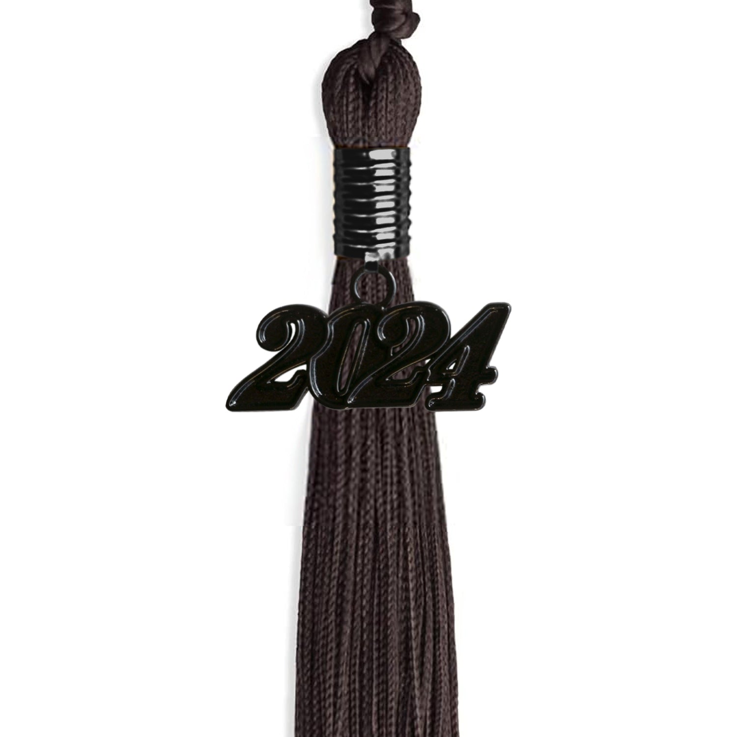 Brown Graduation Tassel with Black Bling Charm by Wholesale Grad Supply