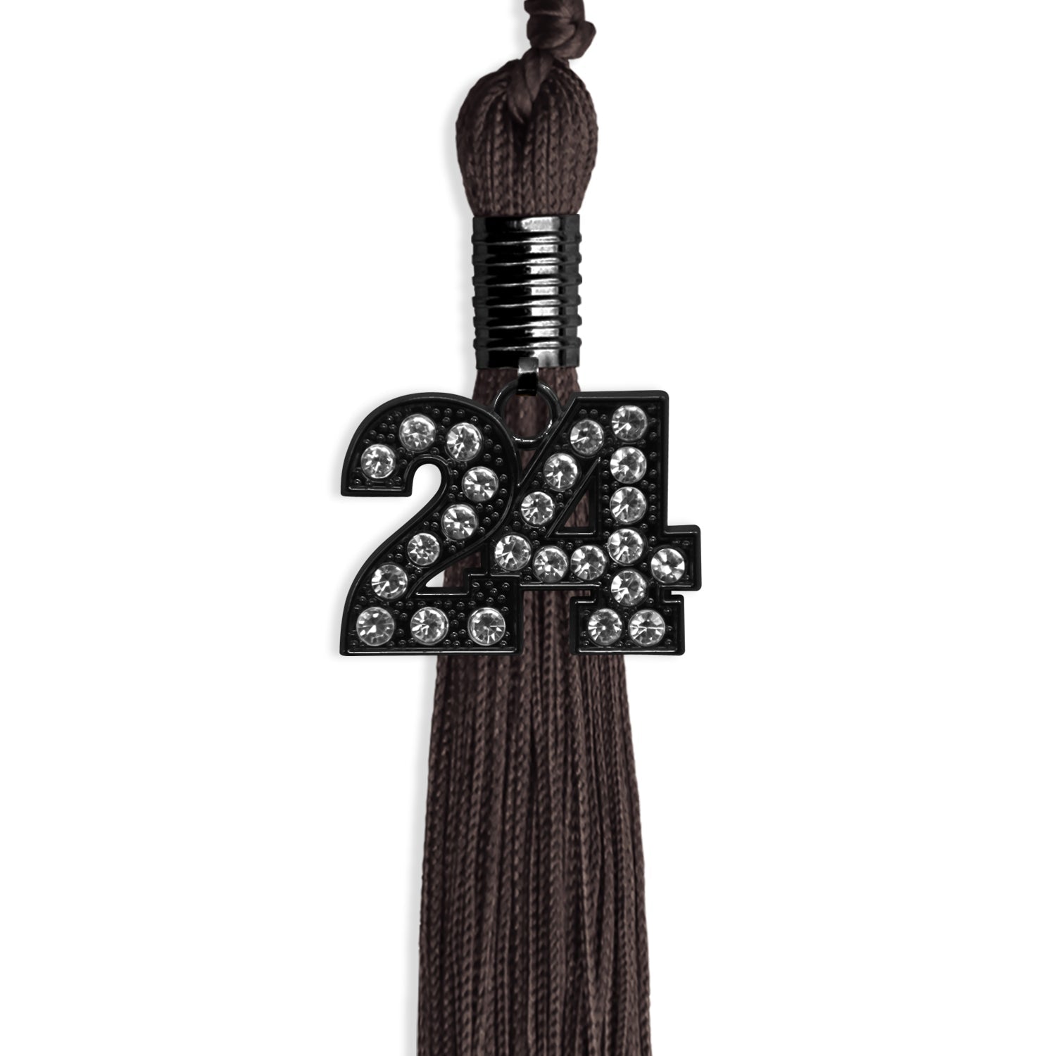 Brown Graduation Tassel with Black Bling Charm by Wholesale Grad Supply