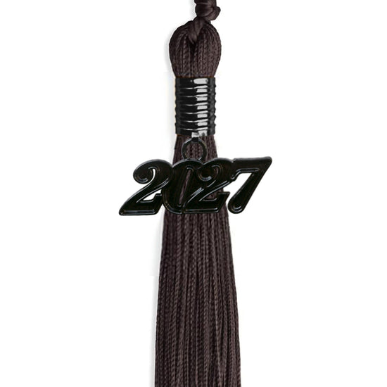 Brown Graduation Tassel with Black Bling Charm by Wholesale Grad Supply