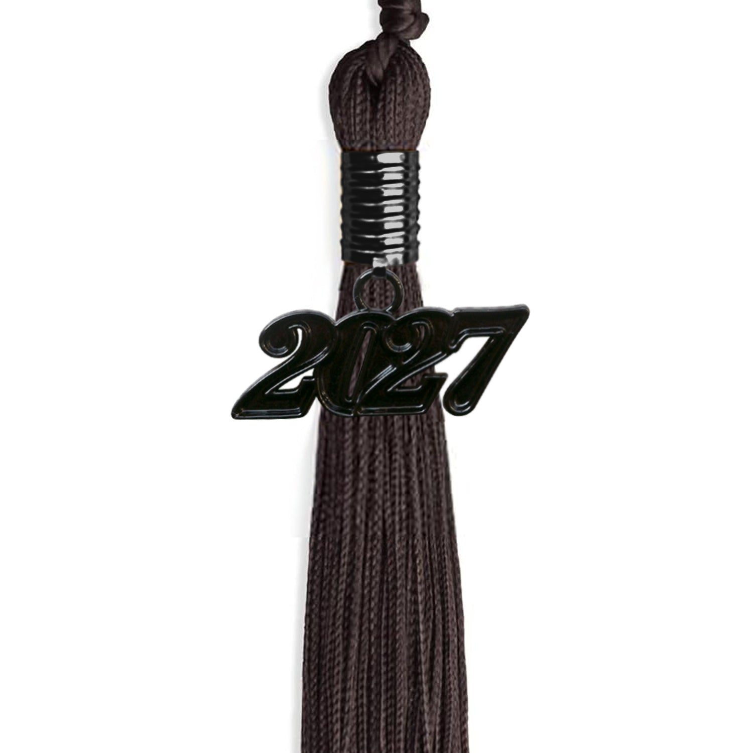 Brown Graduation Tassel with Black Bling Charm by Wholesale Grad Supply