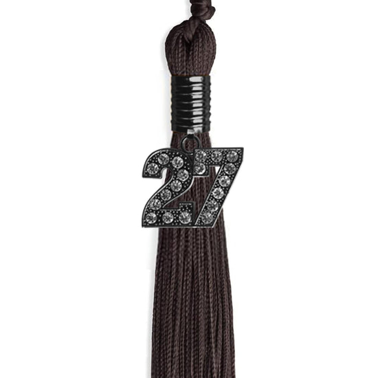 Brown Graduation Tassel with Black Bling Charm by Wholesale Grad Supply