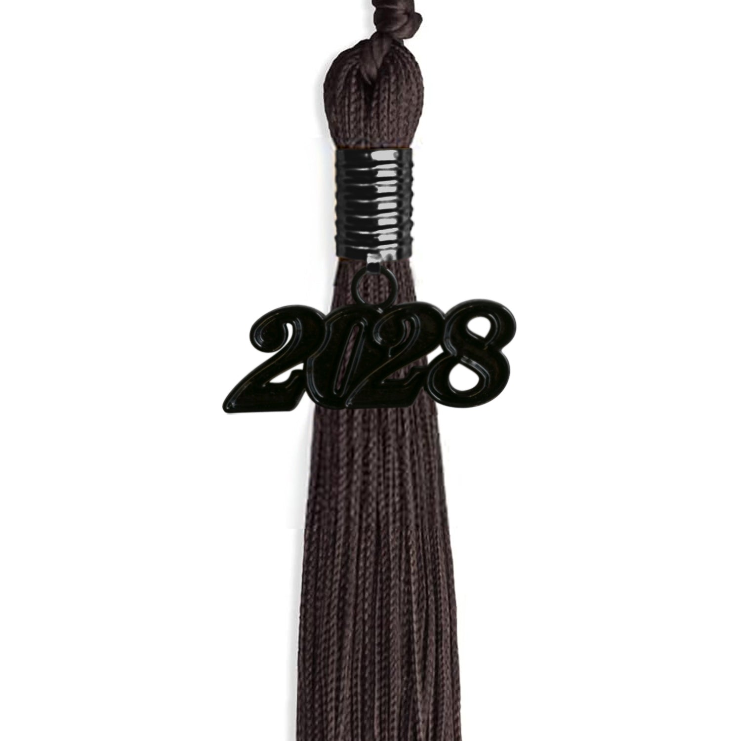Brown Graduation Tassel with Black Bling Charm by Wholesale Grad Supply