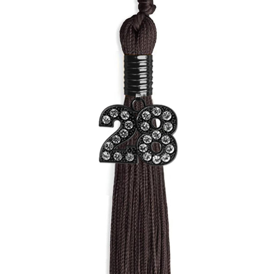 Brown Graduation Tassel with Black Bling Charm by Wholesale Grad Supply