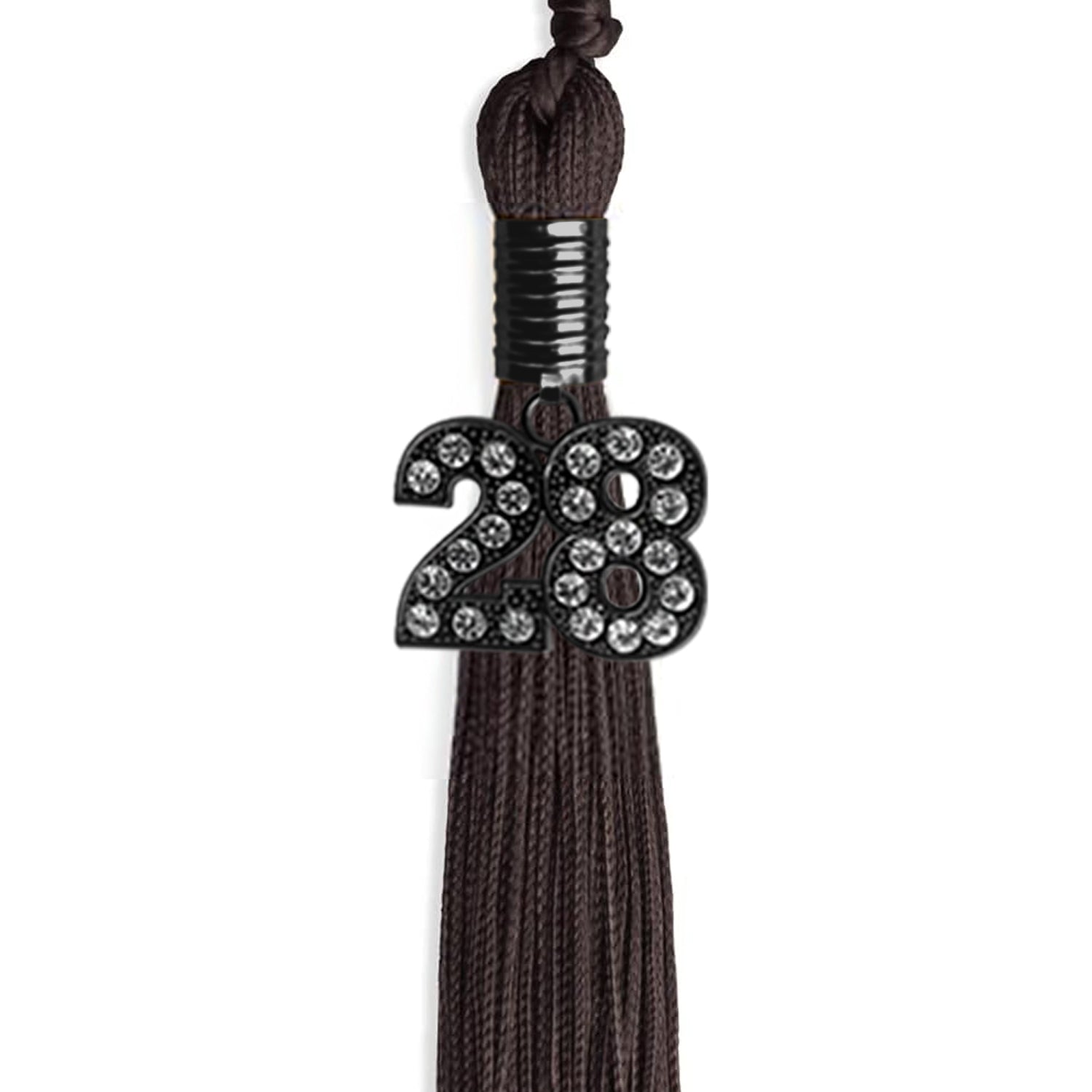 Brown Graduation Tassel with Black Bling Charm by Wholesale Grad Supply
