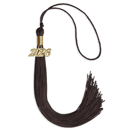 Brown Graduation Tassel with Gold Bling Charm by Wholesale Grad Supply