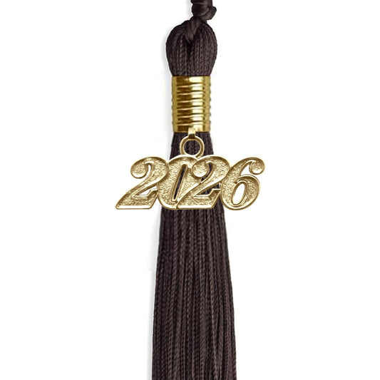 Brown Graduation Tassel with Gold Bling Charm by Wholesale Grad Supply