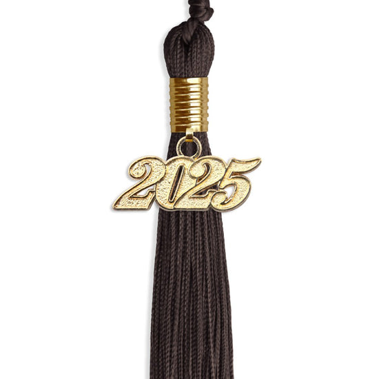 Brown Graduation Tassel with Gold Bling Charm by Wholesale Grad Supply