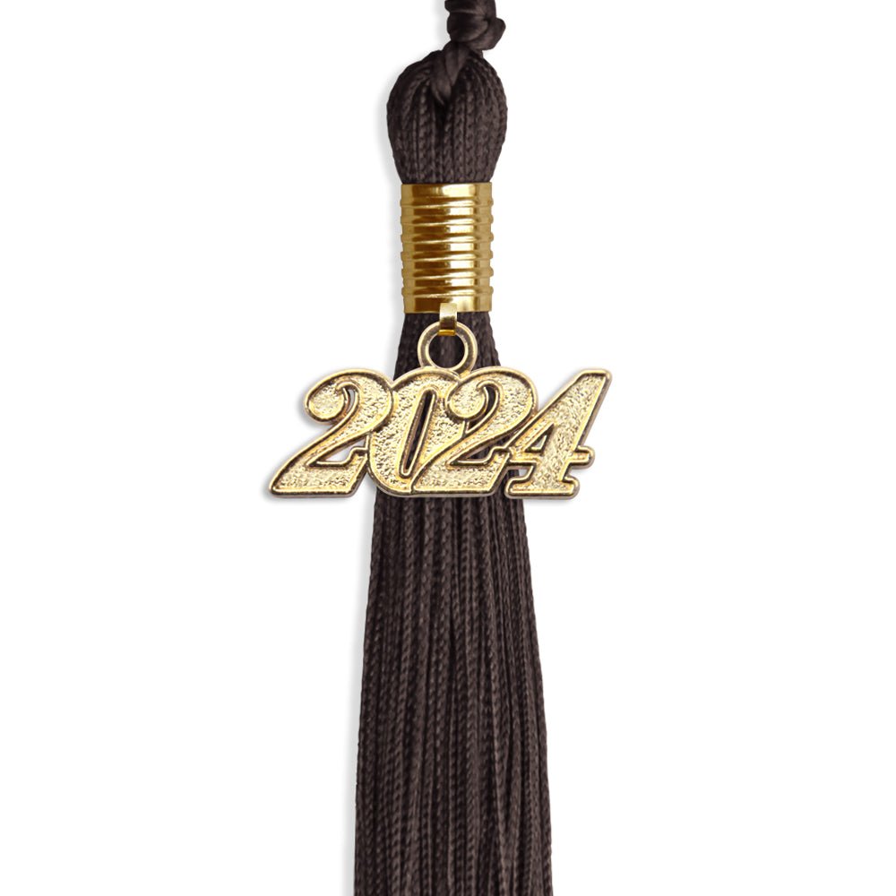 Brown Graduation Tassel with Gold Bling Charm by Wholesale Grad Supply